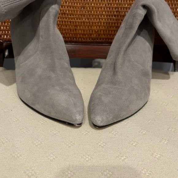 SALE Stuart Weitzman Silver Suede Ankle Boot - Picture 2 of 4